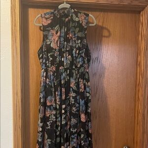 torrid Black Floral Sleeveless Maxi Dress with Pink & Blue Blooms